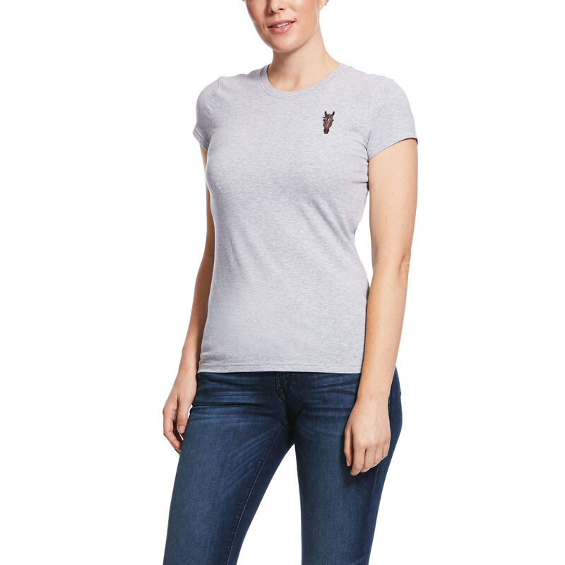 Ariat English: Embroidered Camisetas Mujer - Gris (WJDBZ0842)